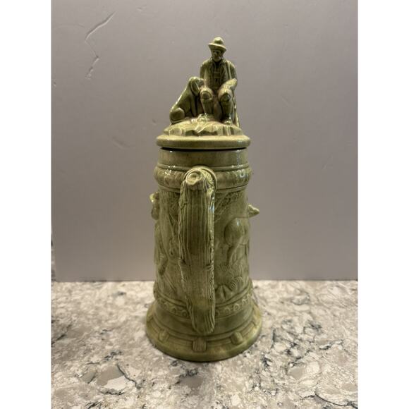 Vintage Ceramic German Hunter Beer Stein with Lid 1970s - Picture 2 of 9